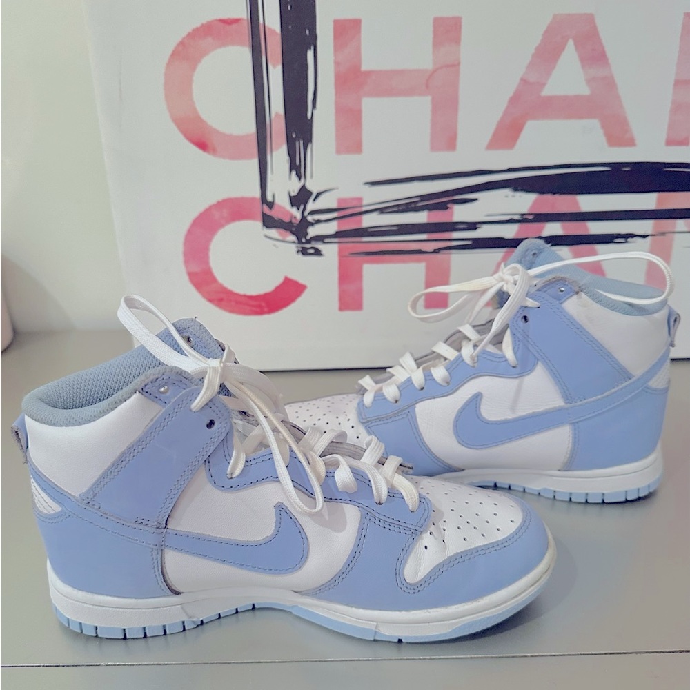 Light blue high top Jordan 1s